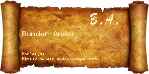 Bunder Andor névjegykártya